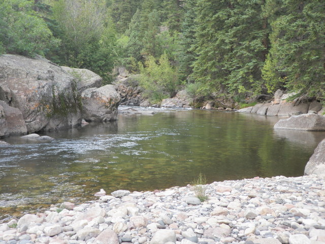 Spotted Three Large Trout Next to Large Rock on Left But Failed to Catch