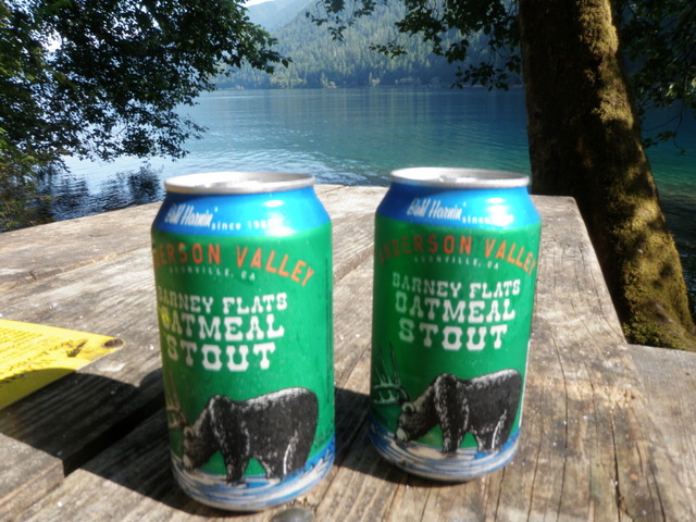 Barney Flats Oatmeal Stouts Ice Cold and Ready to Consume by Lake Crescent