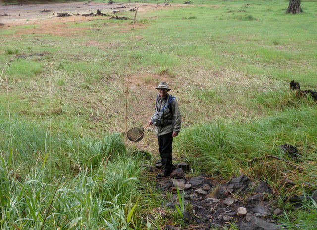 Dave Ready to Net a Rock in Dry Irely Lake